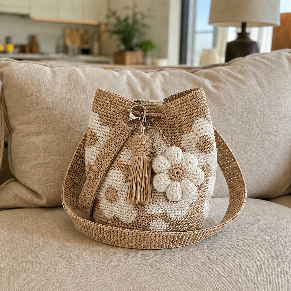 Sac au crochet avec des fleurs