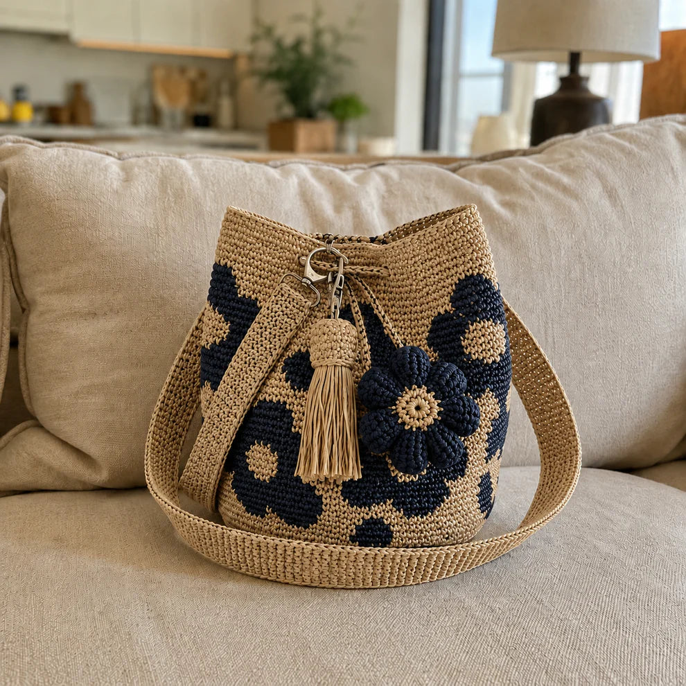Sac au crochet avec des fleurs