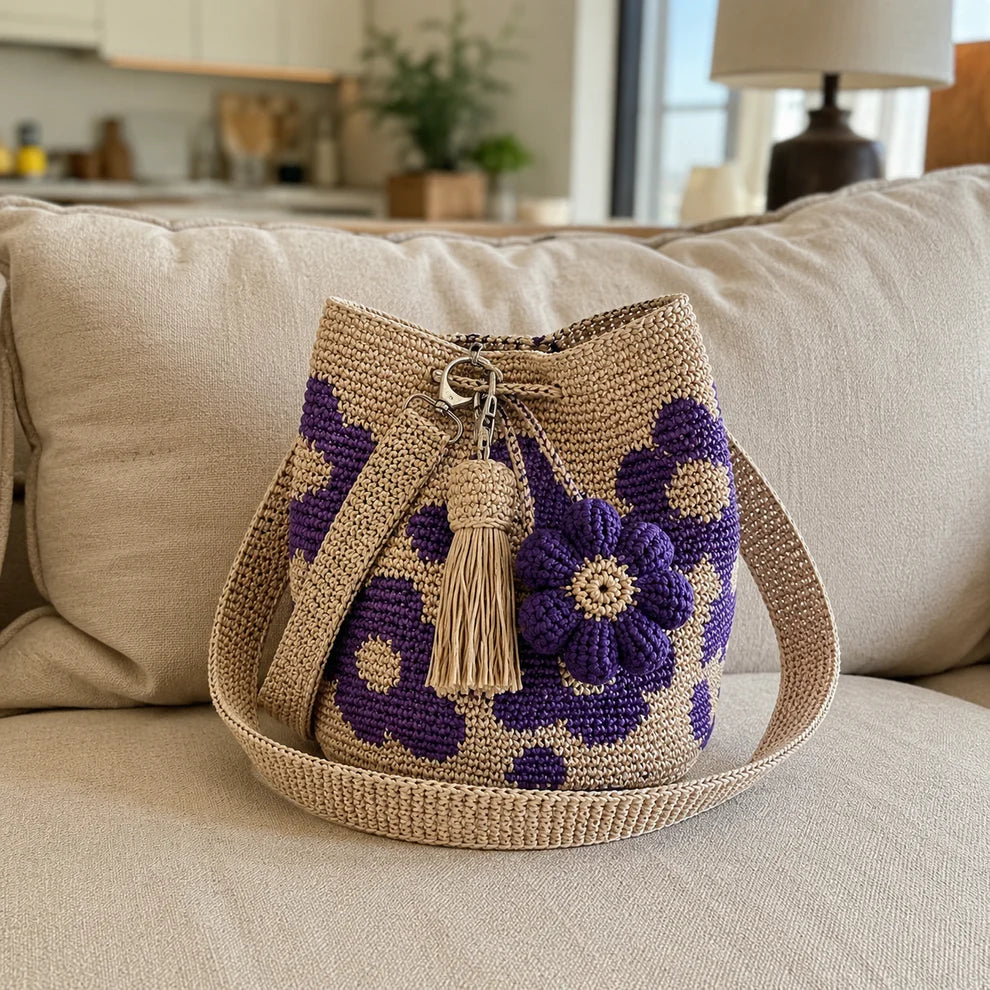 Sac au crochet avec des fleurs