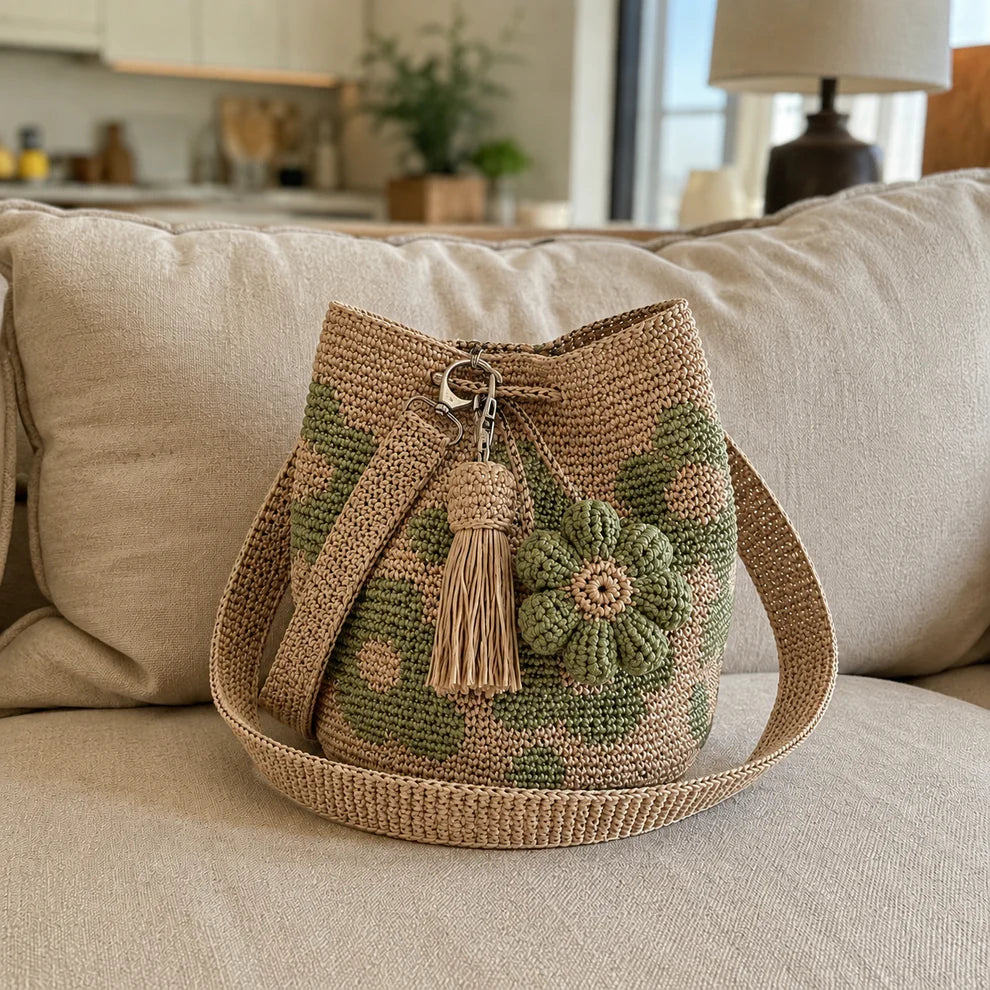 Sac au crochet avec des fleurs
